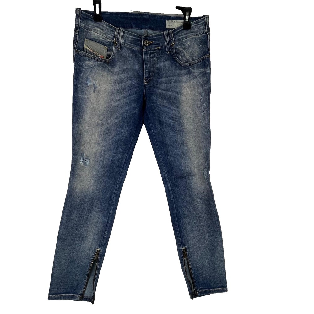Diesel Zatiny Jeans Mens 30x32 Italy Distressed Zip Cuff 27.5 Inseam Y2K